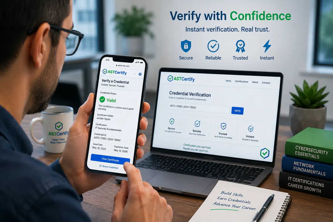 Professional verifying an ASTCertify credential